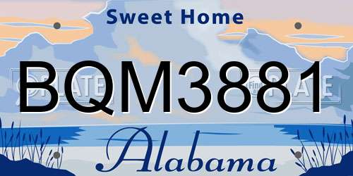 BQM3881 Alabama License Plate