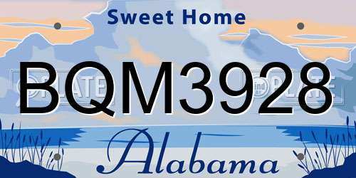 BQM3928 Alabama License Plate