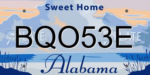 BQO53E Alabama License Plate