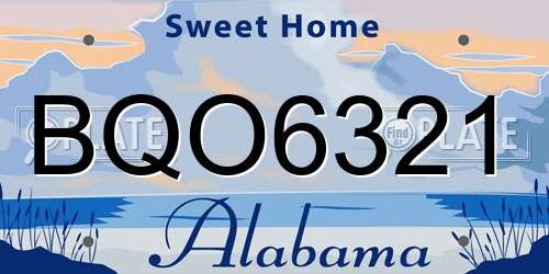 BQO6321 Alabama License Plate