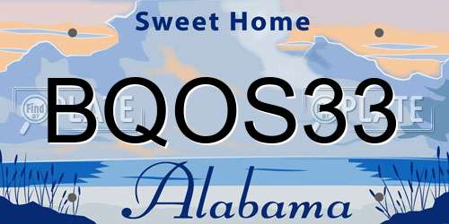 BQOS33 Alabama License Plate