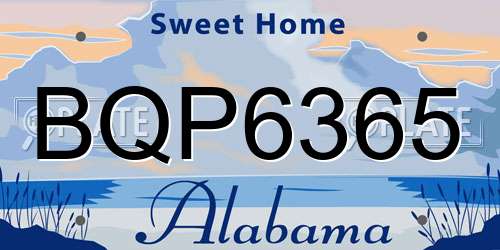 BQP6365 Alabama License Plate