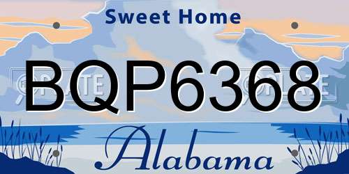 BQP6368 Alabama License Plate