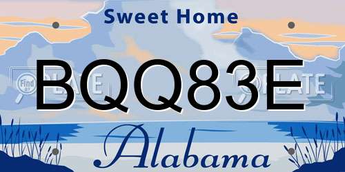 BQQ83E Alabama License Plate