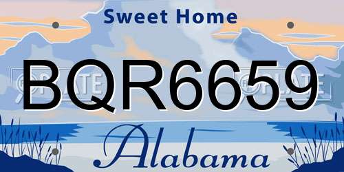 BQR6659 Alabama License Plate