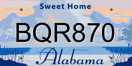 BQR870 Alabama License Plate