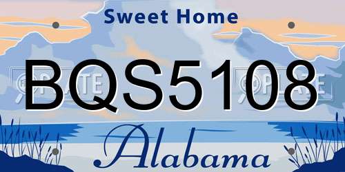 BQS5108 Alabama License Plate