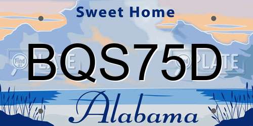 BQS75D Alabama License Plate