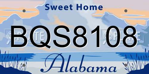 BQS8108 Alabama License Plate