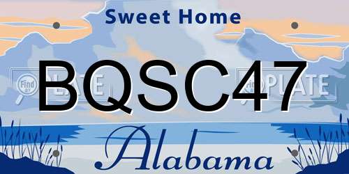 BQSC47 Alabama License Plate