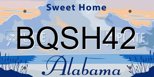 BQSH42 Alabama License Plate