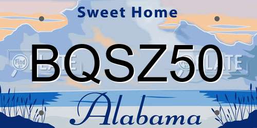 BQSZ50 Alabama License Plate