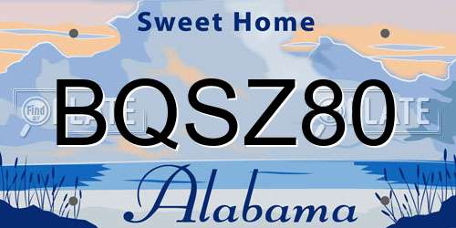 BQSZ80 Alabama License Plate