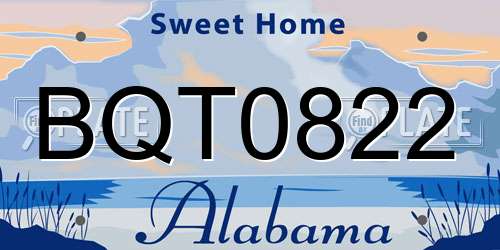 BQT0822 Alabama License Plate
