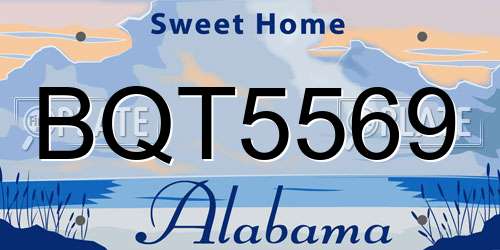 BQT5569 Alabama License Plate