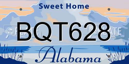 BQT628 Alabama License Plate
