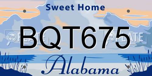 BQT675 Alabama License Plate
