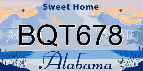 BQT678 Alabama License Plate