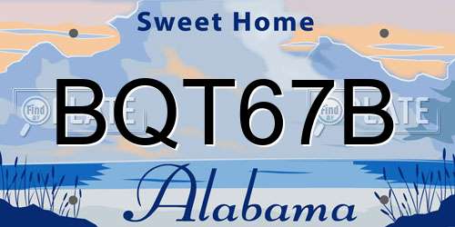 BQT67B Alabama License Plate