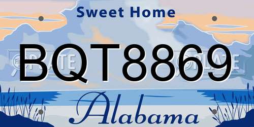 BQT8869 Alabama License Plate
