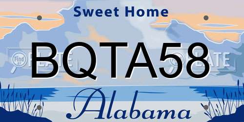 BQTA58 Alabama License Plate