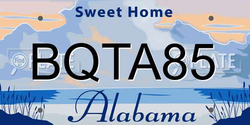 BQTA85 Alabama License Plate