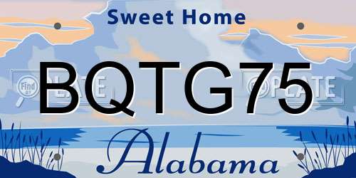 BQTG75 Alabama License Plate