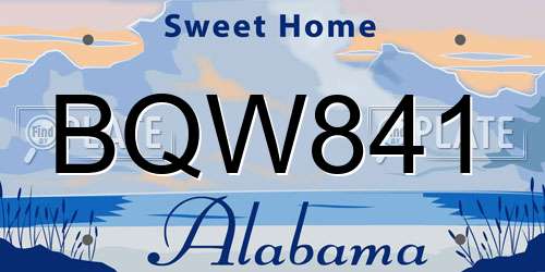 BQW841 Alabama License Plate