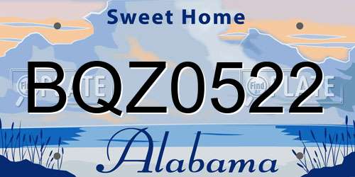 BQZ0522 Alabama License Plate