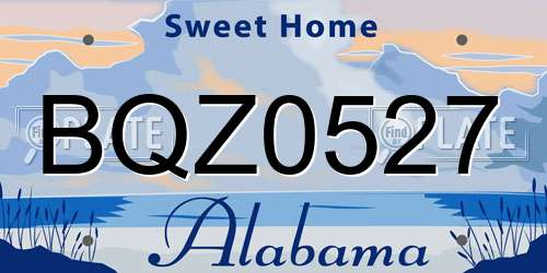 BQZ0527 Alabama License Plate