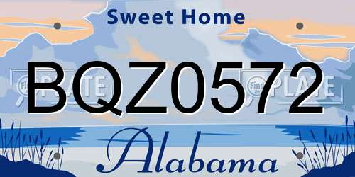 BQZ0572 Alabama License Plate