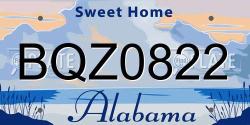 BQZ0822 Alabama License Plate