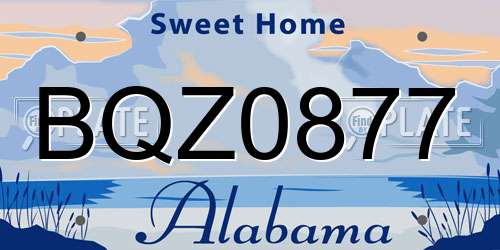BQZ0877 Alabama License Plate