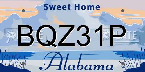 BQZ31P Alabama License Plate