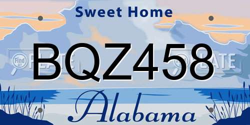 BQZ458 Alabama License Plate
