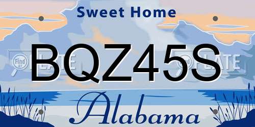 BQZ45S Alabama License Plate