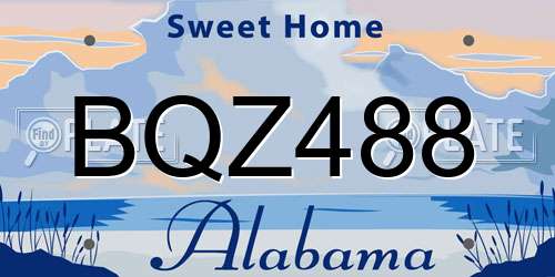BQZ488 Alabama License Plate