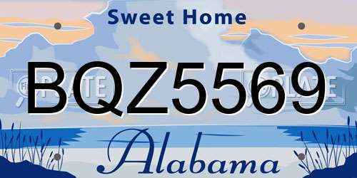 BQZ5569 Alabama License Plate