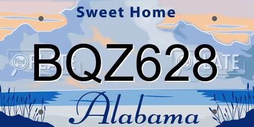 BQZ628 Alabama License Plate