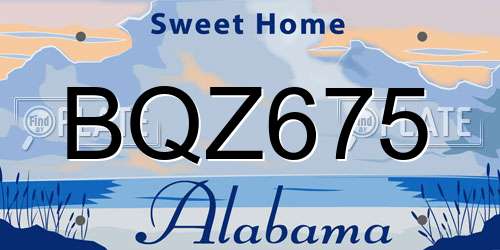 BQZ675 Alabama License Plate