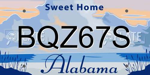 BQZ67S Alabama License Plate