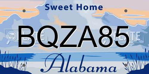 BQZA85 Alabama License Plate