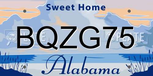 BQZG75 Alabama License Plate