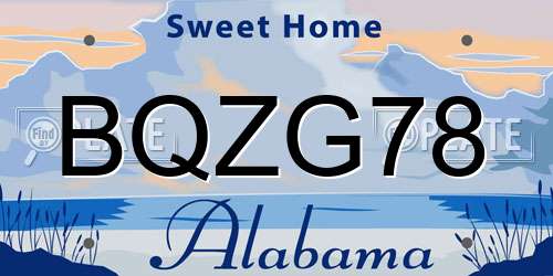 BQZG78 Alabama License Plate