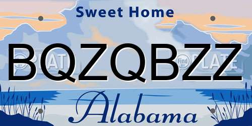 BQZQBZZ Alabama License Plate