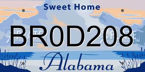 BR0D208 Alabama License Plate