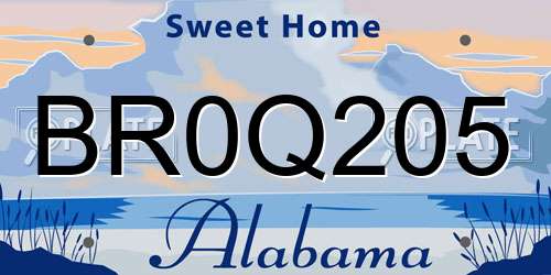 BR0Q205 Alabama License Plate