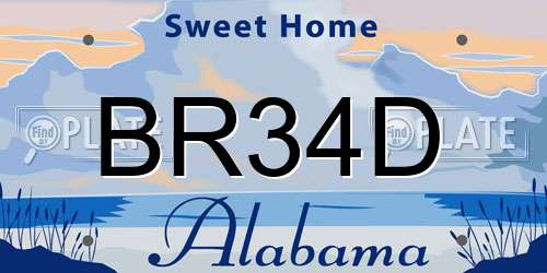 BR34D Alabama License Plate