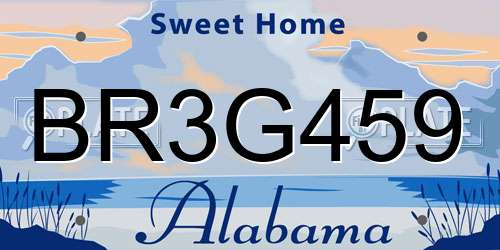BR3G459 Alabama License Plate