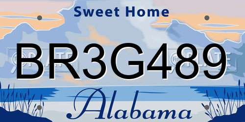 BR3G489 Alabama License Plate